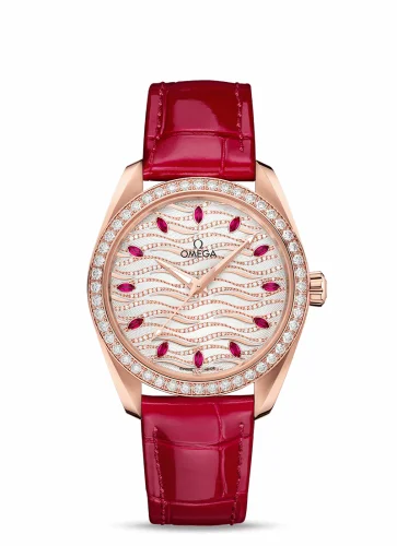 Omega Seamaster Aqua Terra 150M Master Chronometer 38 Sedna Gold / Diamond / Wave Ruby / Alligator 220.58.38.20.99.004 (22058382099004)